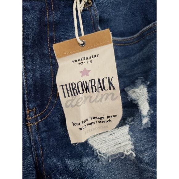 Vanilla‎ Star Juniors Size 27 / 5 Distressed Cuffed Mid Rise Vintage Throwback - Picture 3 of 5